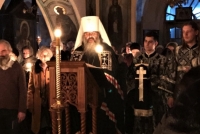 Митрополит Кирилл совершил утреню с чтением Великого канона преподобного Андрея Критского в Иоанно-Предтеченском архиерейское подворье